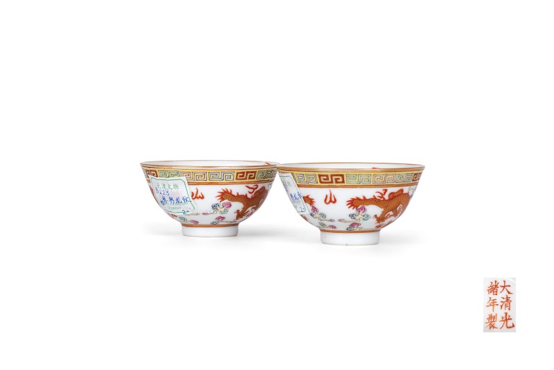 粉彩云龙纹杯一对 - 图2