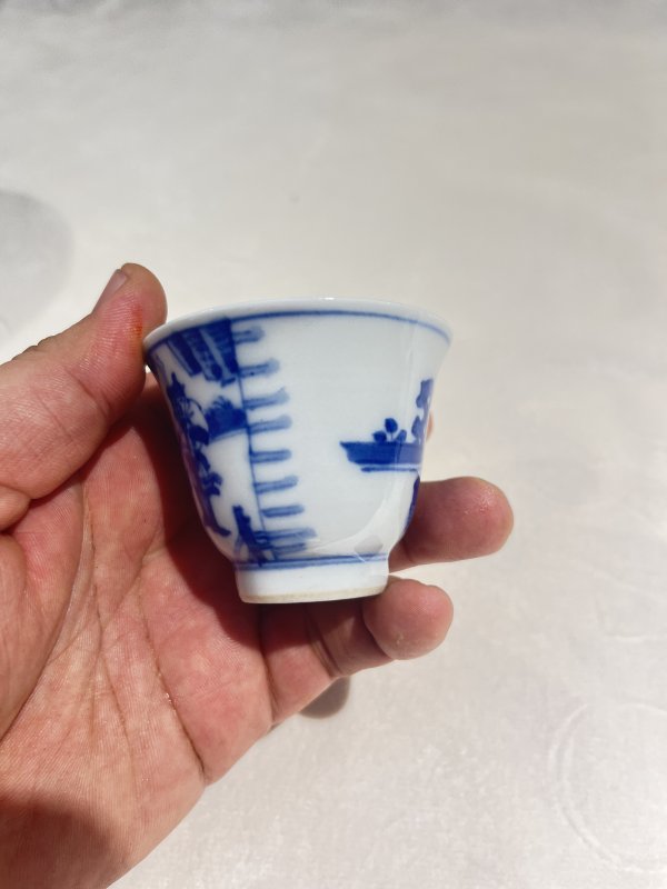 青花八蛮献宝纹铃铛杯一对 - 图7