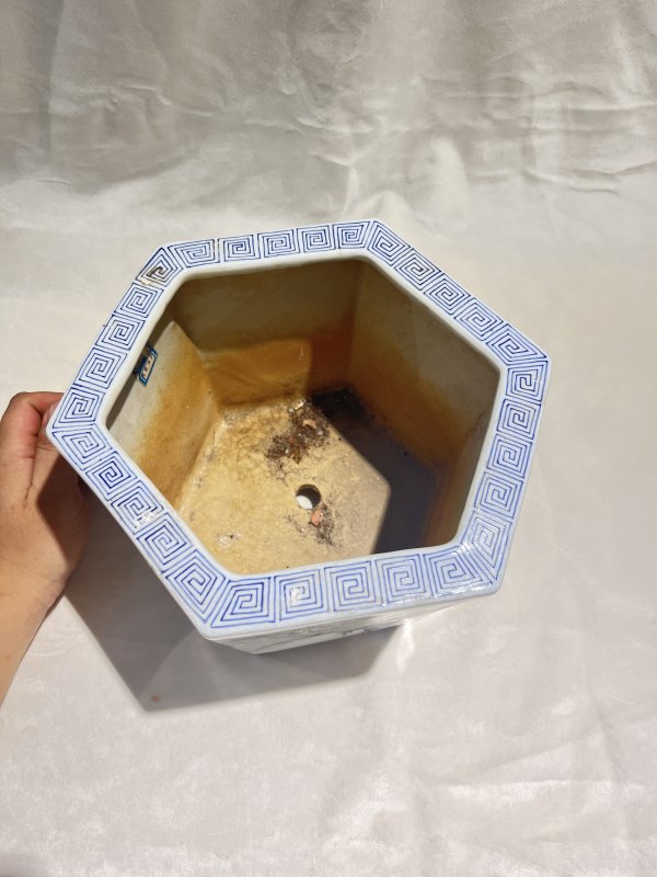 粉彩花鸟纹六方花盆 - 图9