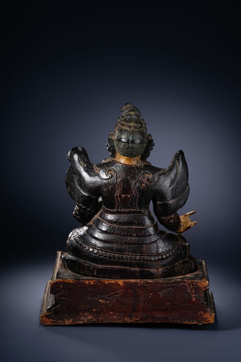 17世纪 紫檀木泥金财神坐像 - 图7
