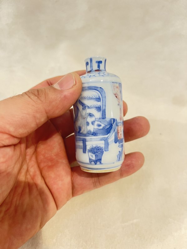 青花人物故事图烟壶 - 图7