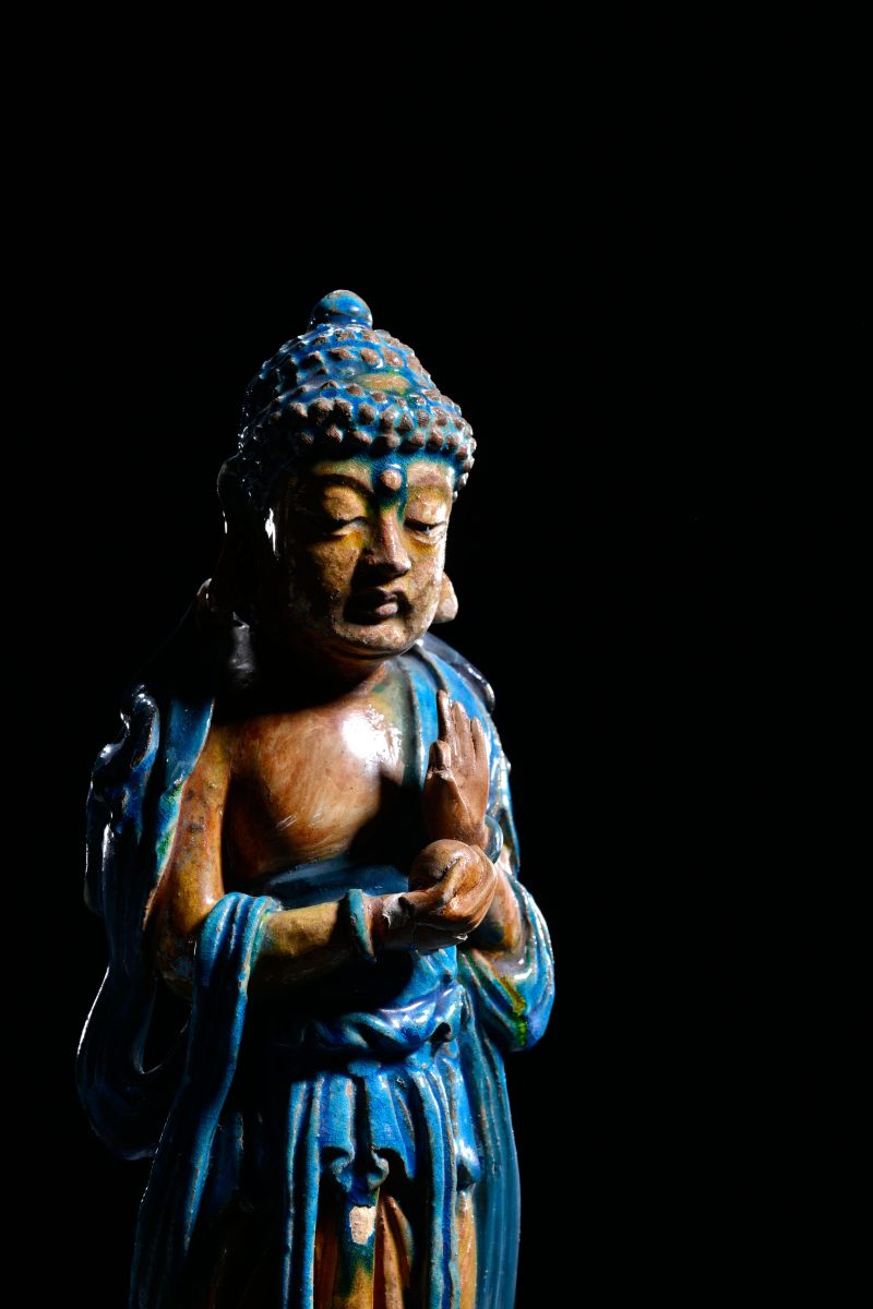 明 三彩一佛两侍 - 图7