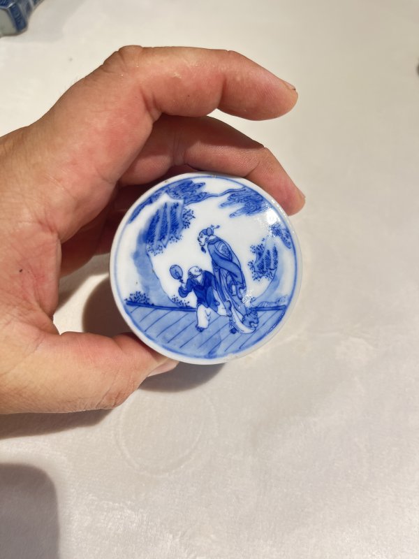 青花高仕纹印泥盒 - 图6