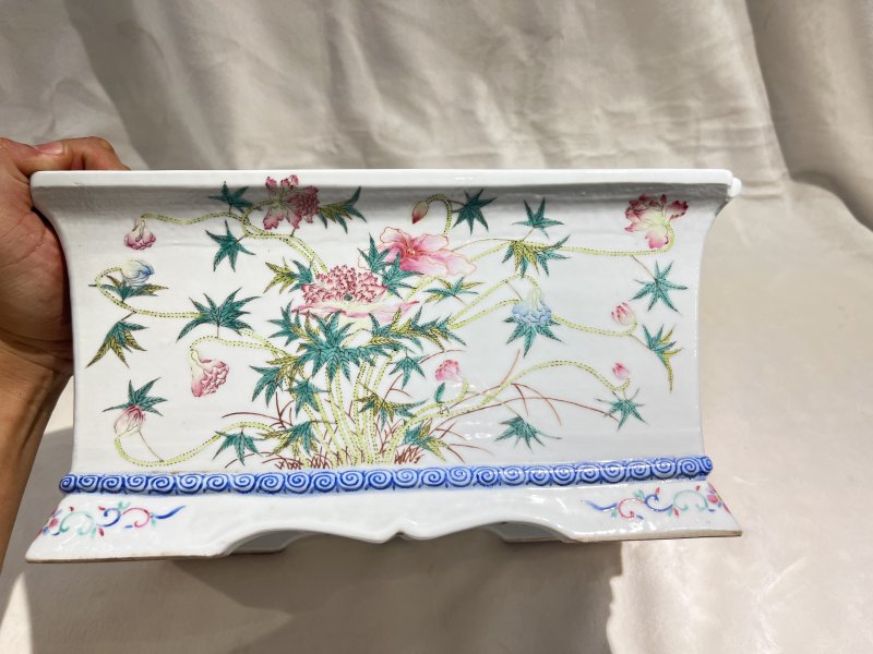 粉彩花鸟纹高足花盆 - 图5
