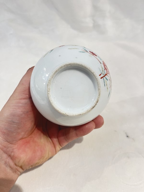 粉彩花鸟纹渣斗一对 - 图15