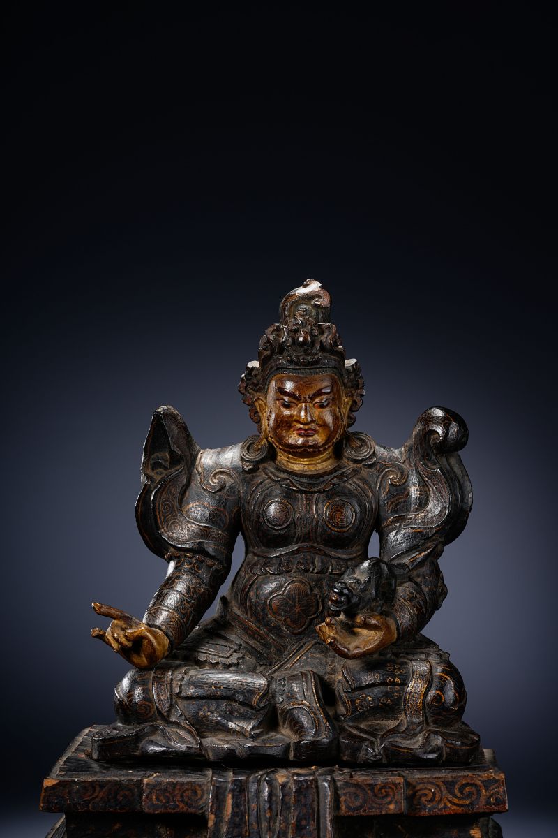 17世纪 紫檀木泥金财神坐像 - 图4