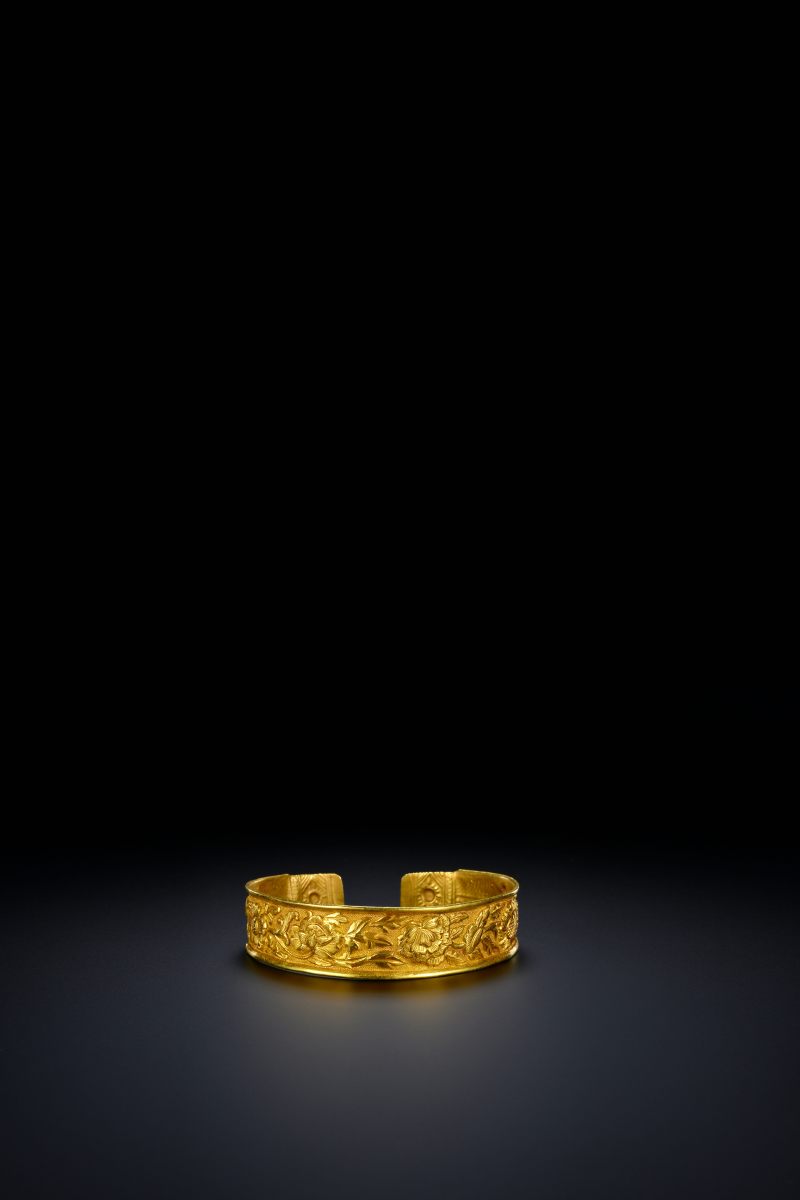 明 金牡丹纹手镯 - 图2