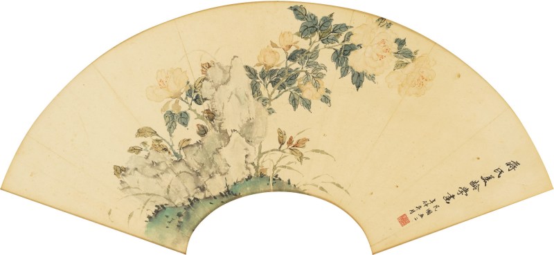 美龄（1898～2003）芳姿枕石图
