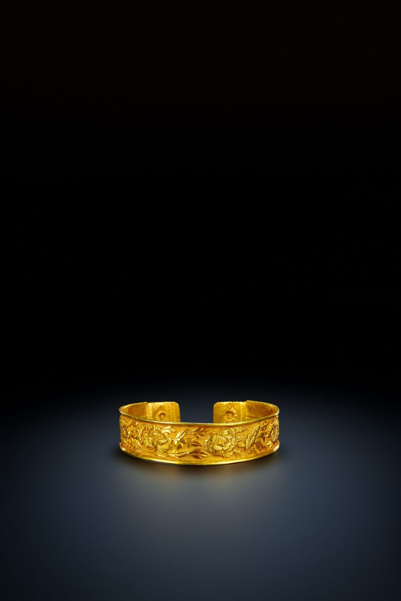 明 金牡丹纹手镯 - 图3