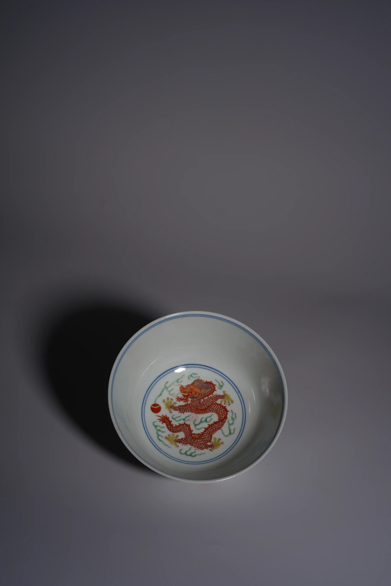 道光五彩龙凤穿花纹碗 - 图3
