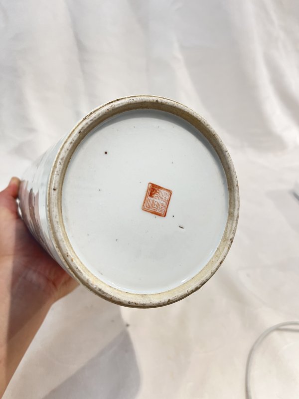 墨彩狮纹帽筒一对 - 图14