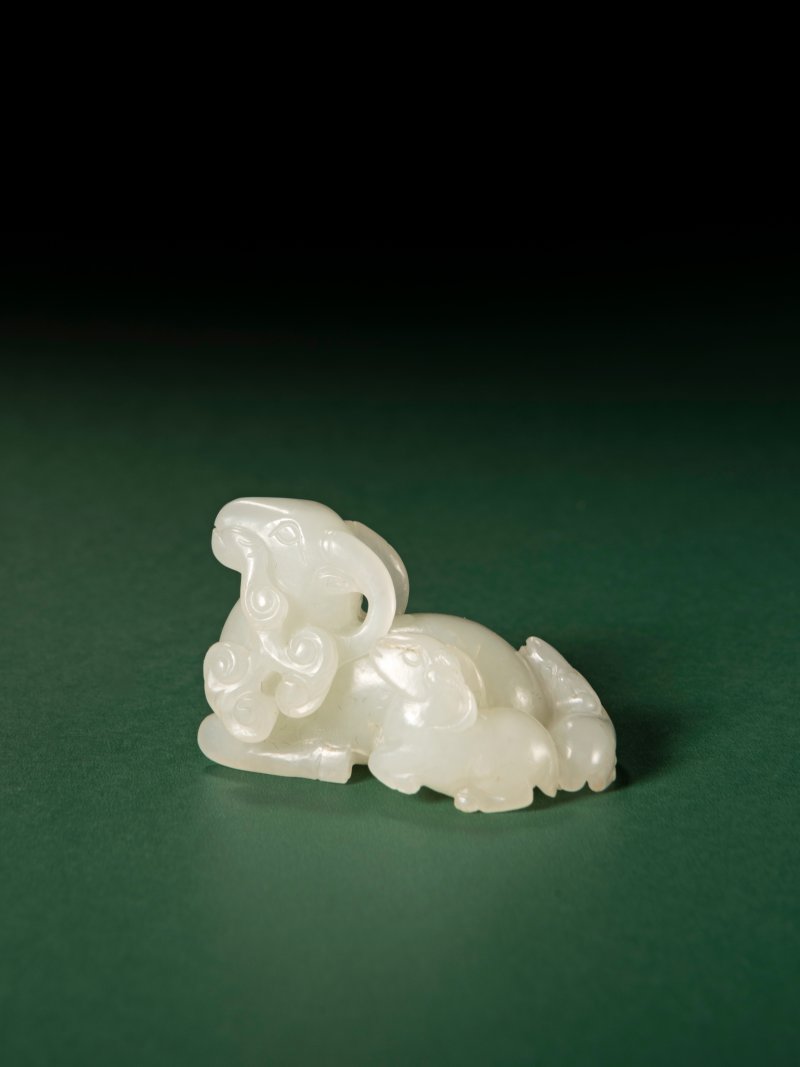 清 白玉三羊开泰