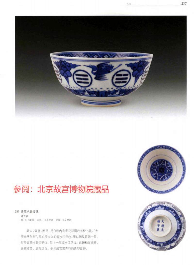 清光绪 青花云鹤八卦纹碗 - 图20