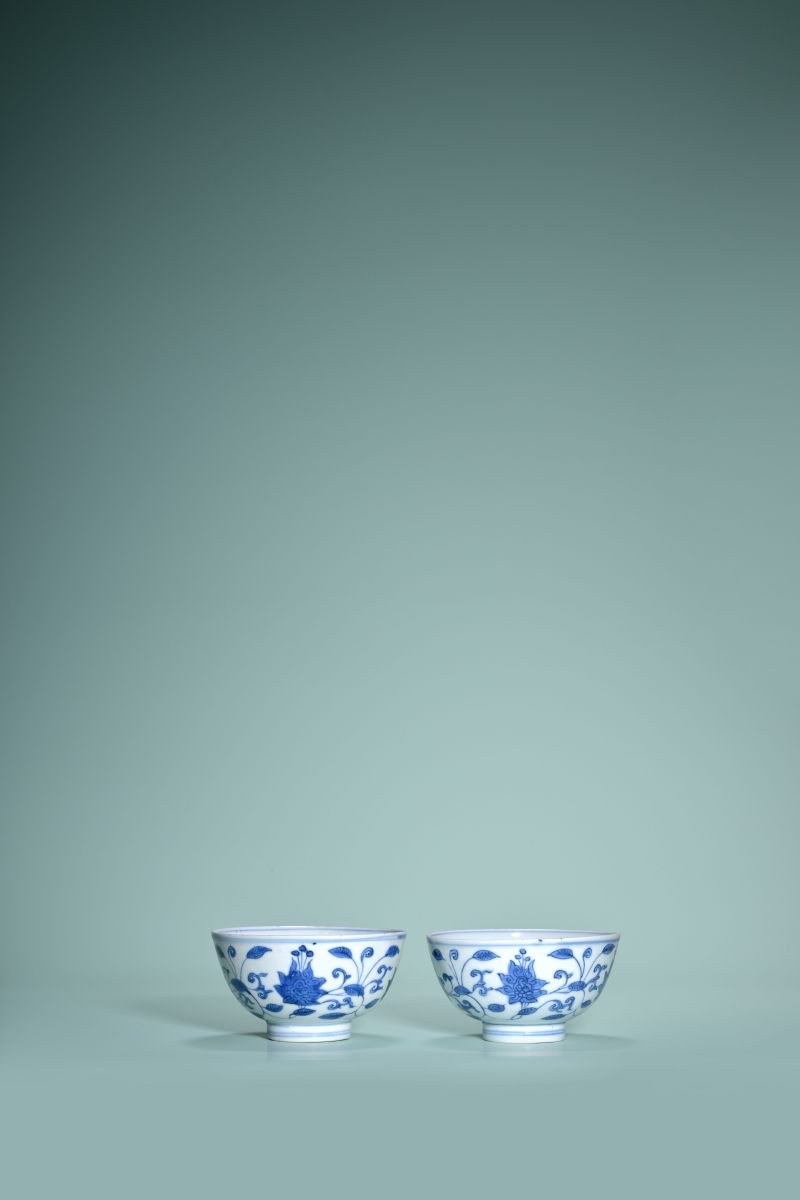 明 青花缠枝莲纹碗成对 - 图2