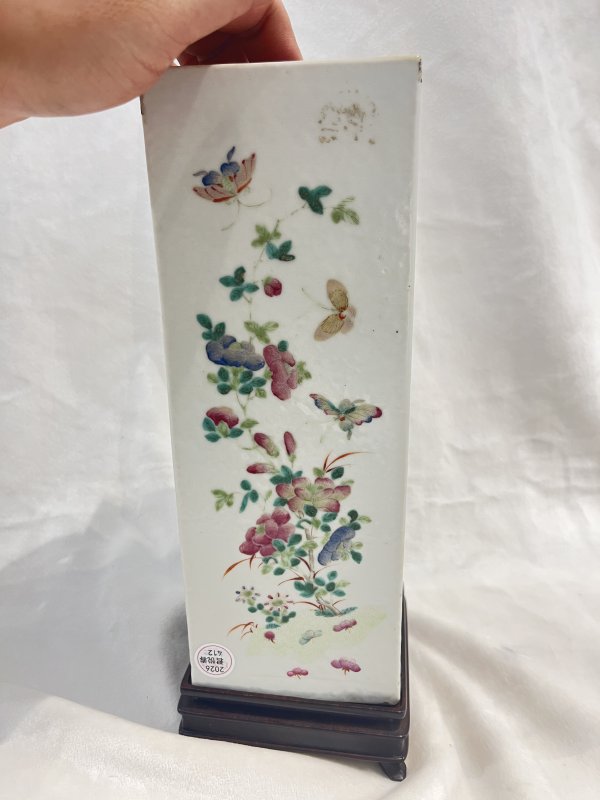 粉彩四季花卉纹四方帽筒一对 - 图13