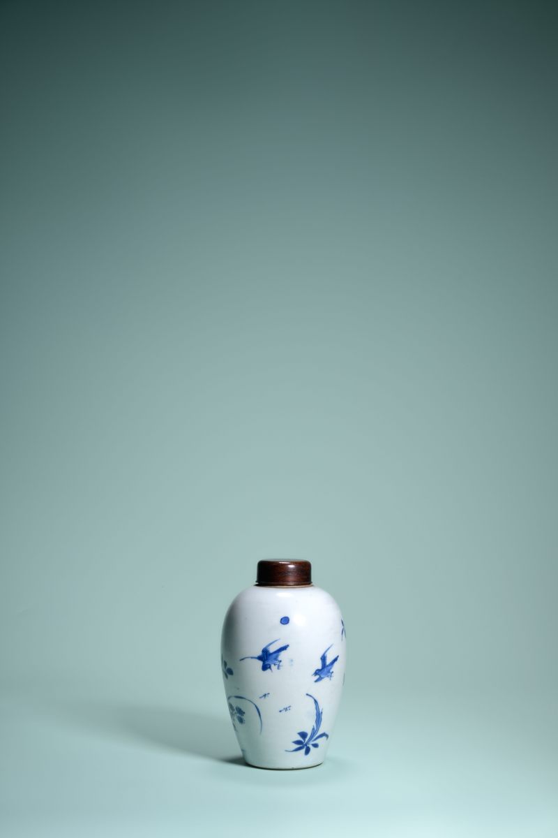 明末清初 青花花鸟纹冬瓜罐 - 图4