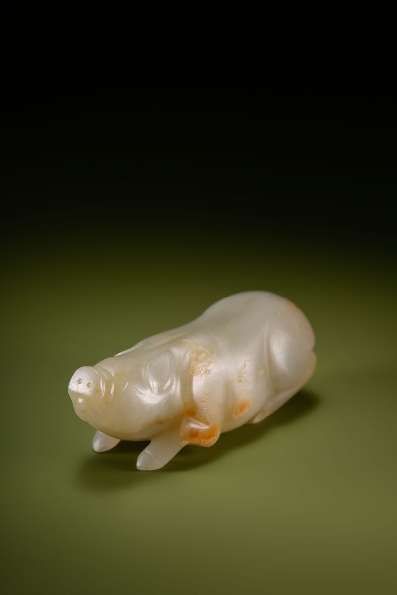 明 圆雕白玉猪 - 图8