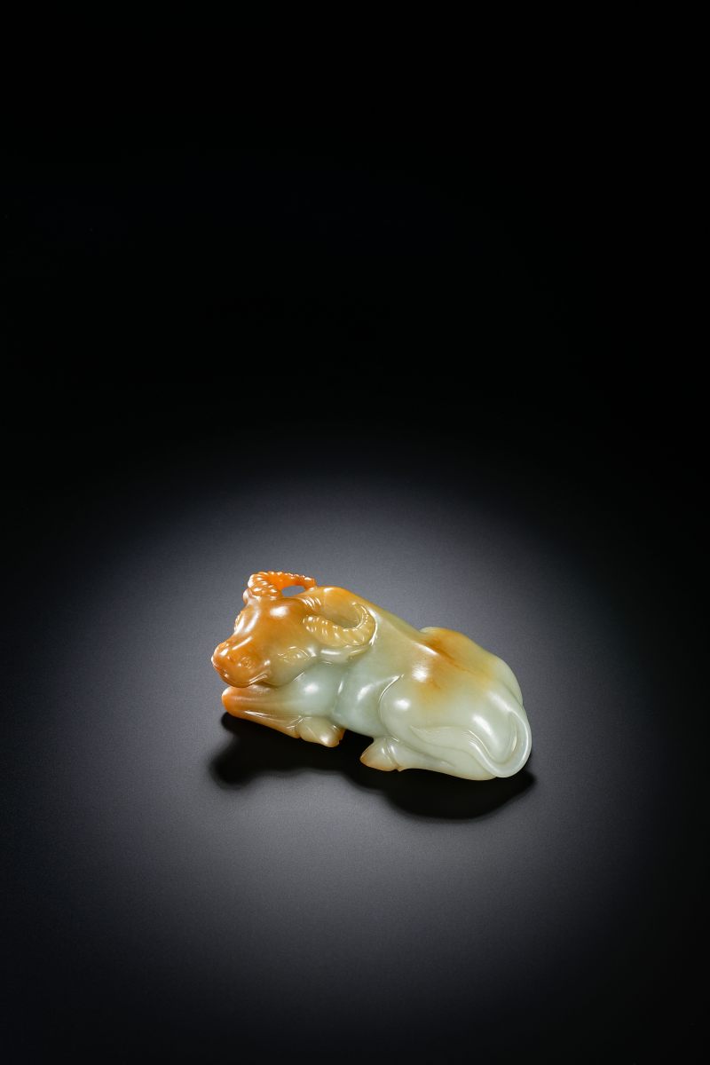 清 白玉红沁卧牛 - 图2