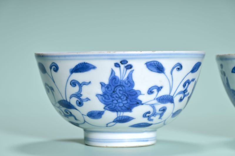 明 青花缠枝莲纹碗成对 - 图6