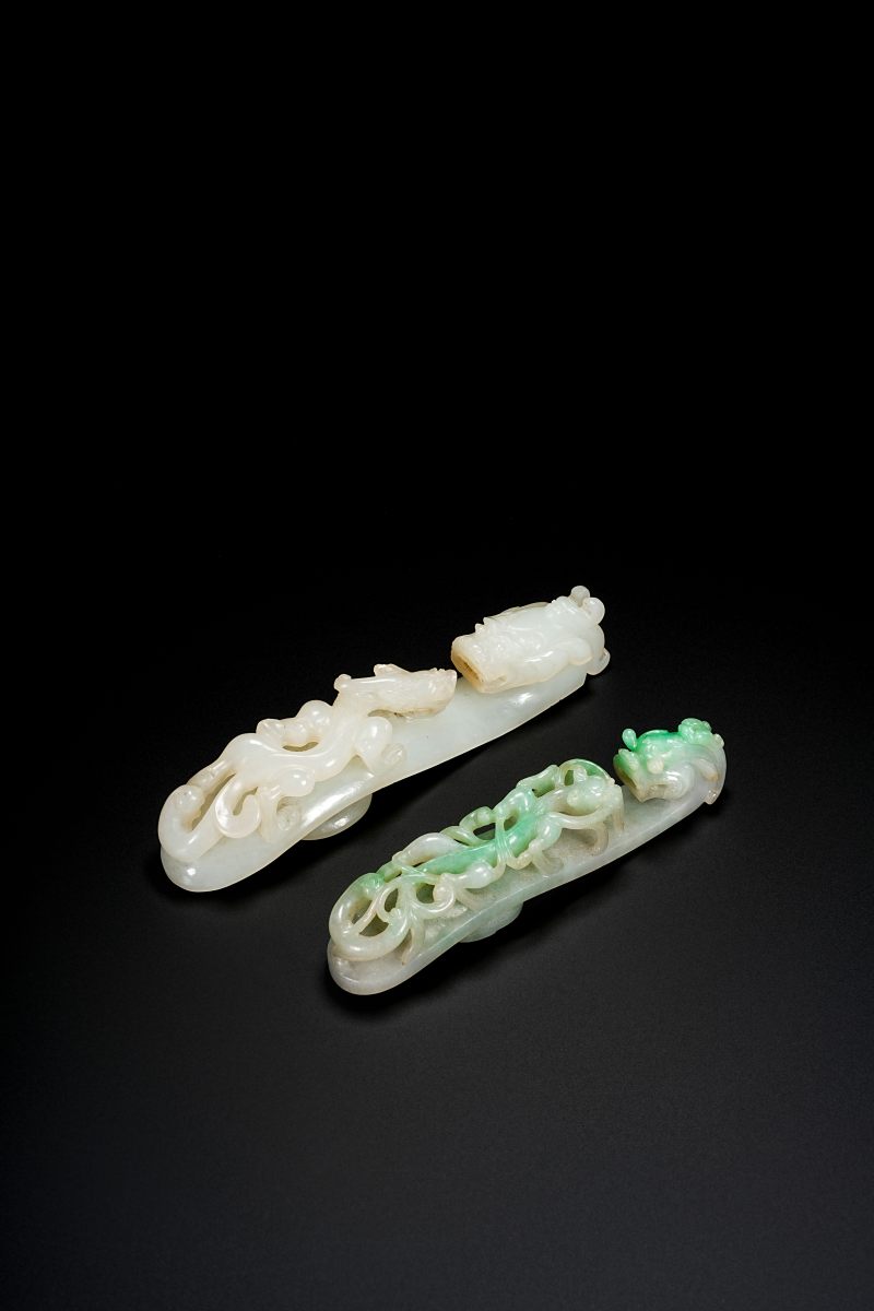 清 白玉、翡翠龙钩一组二件 - 图4