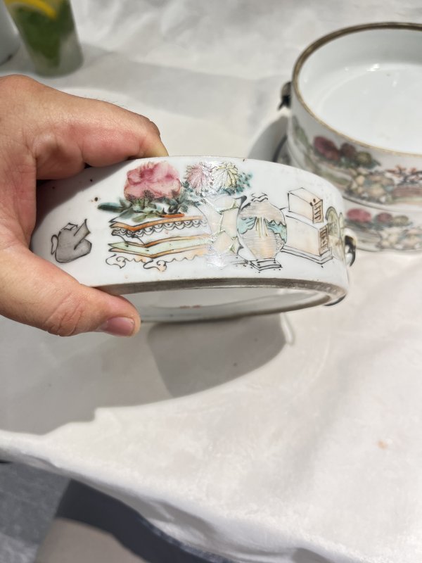 浅绛彩博古诗文叠盒一套 - 图10