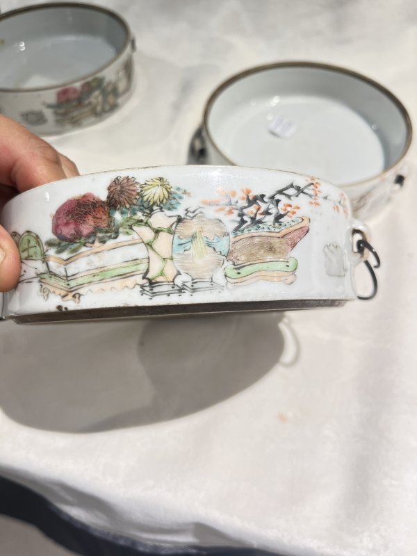 浅绛彩博古诗文叠盒一套 - 图11