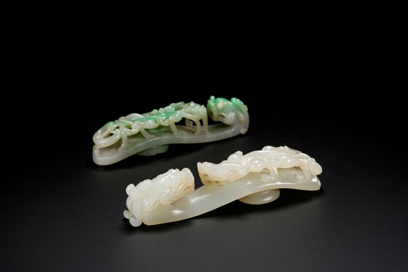 清 白玉、翡翠龙钩一组二件 - 图6