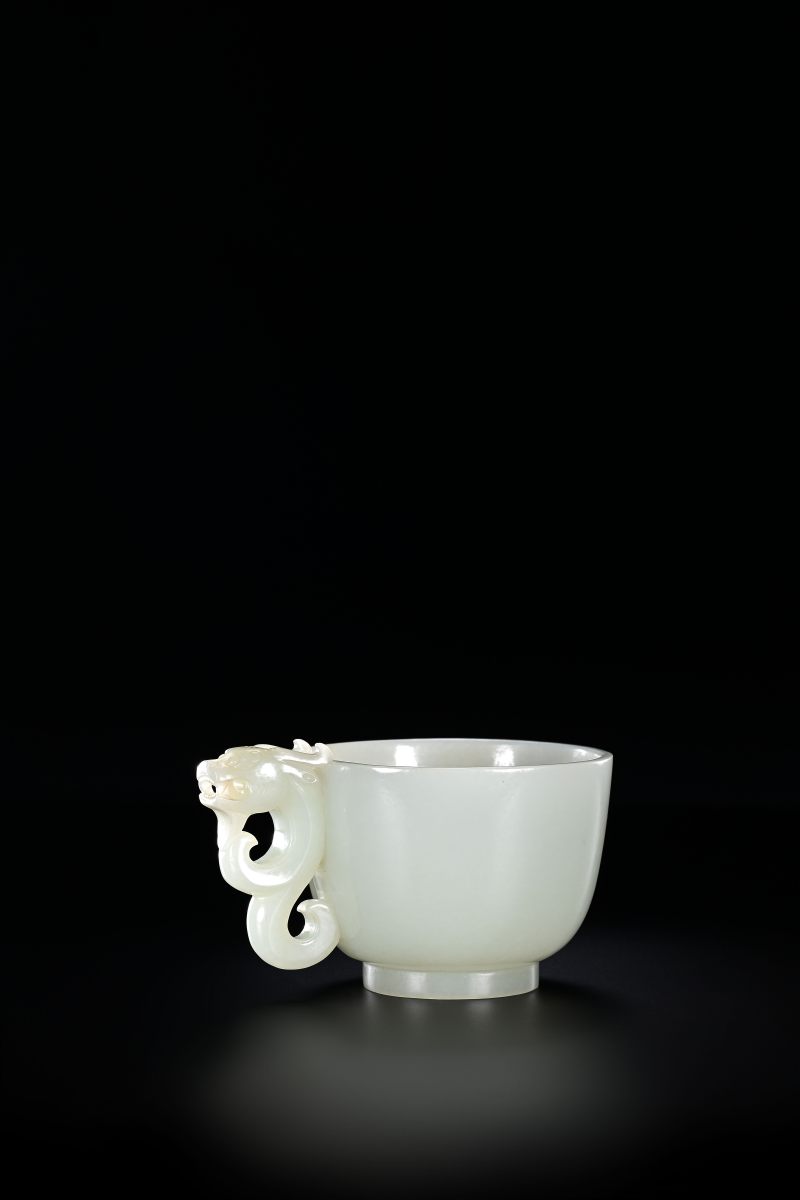 清中期 青白玉龙柄杯 - 图4