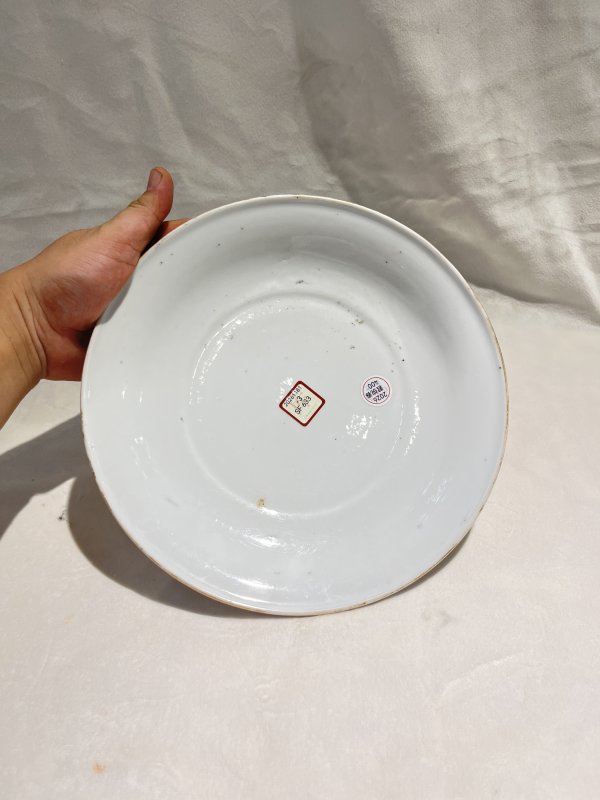 蓝料彩开光粉彩花卉纹盆奁一对 - 图12