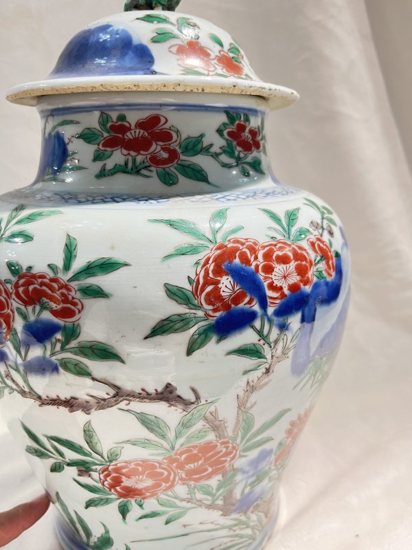 青花五彩牡丹花卉纹罐 - 图5