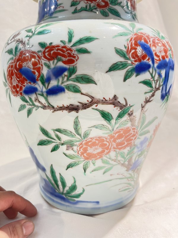青花五彩牡丹花卉纹罐 - 图6