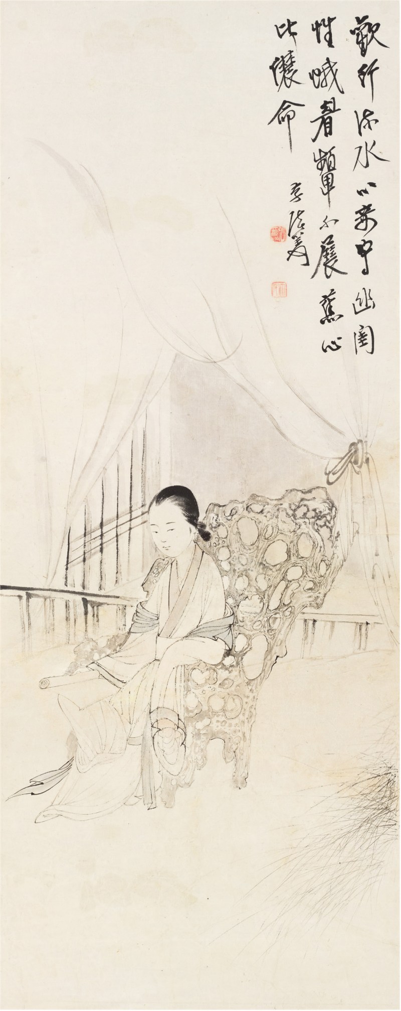 张大千（1899～1983）幽闺图