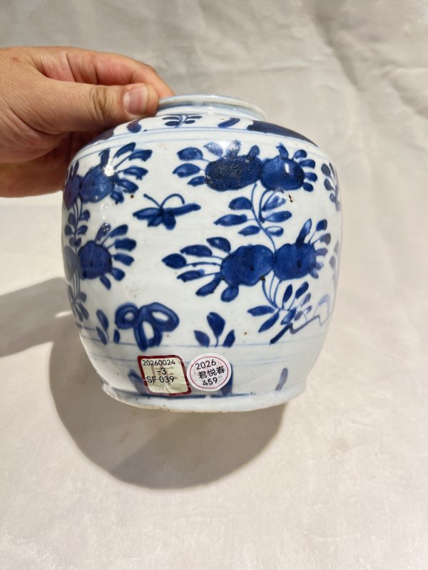 青花花蝶纹罐 - 图4