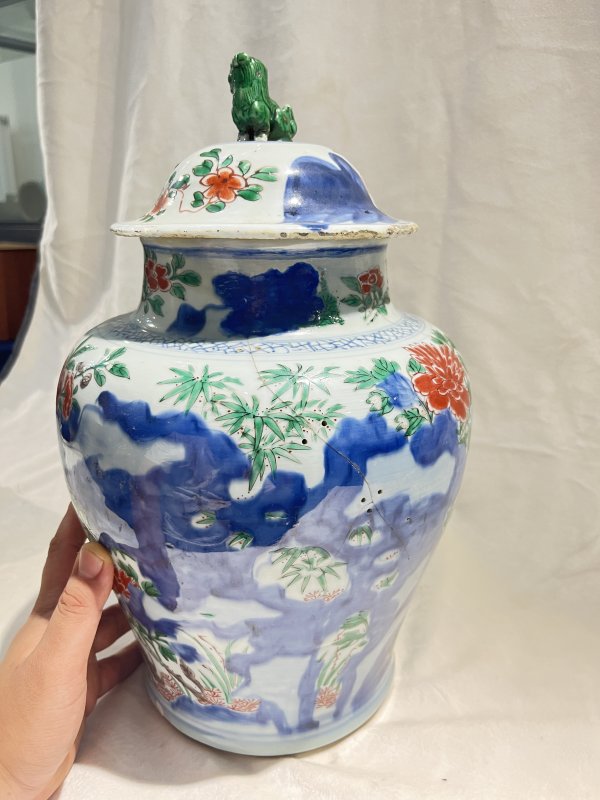 青花五彩牡丹花卉纹罐 - 图8