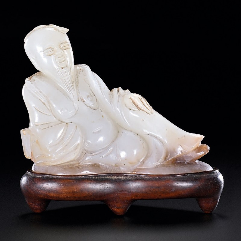 明 白玉高士摆件