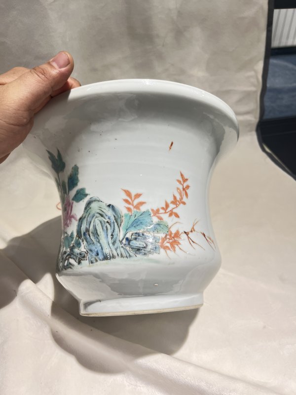 粉彩花卉纹花盆 - 图6