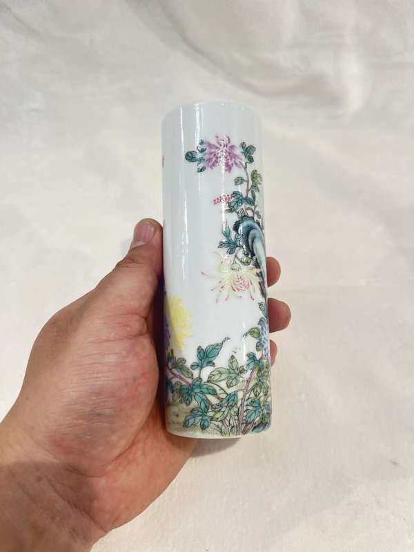珐琅彩花卉诗文香筒 - 图6