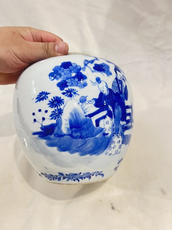 青花三娘教子纹罐 - 图6