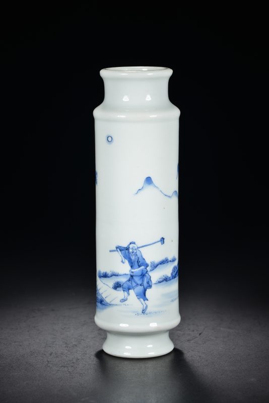 清 青花耕织图香瓶