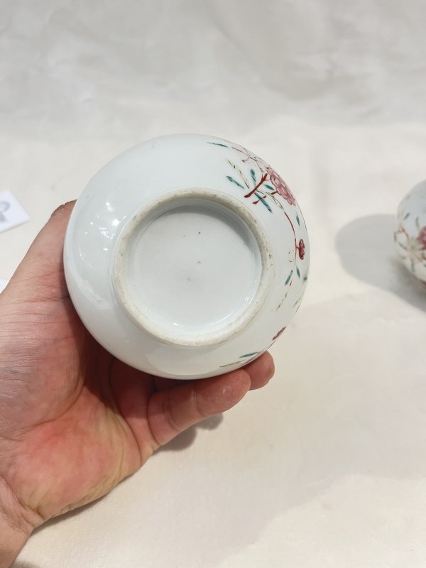 粉彩花鸟纹渣斗一对 - 图9