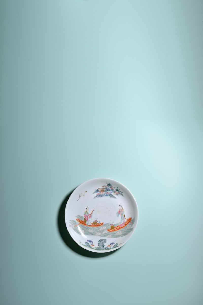 清道光 粉彩麻姑献寿盘成对 - 图5