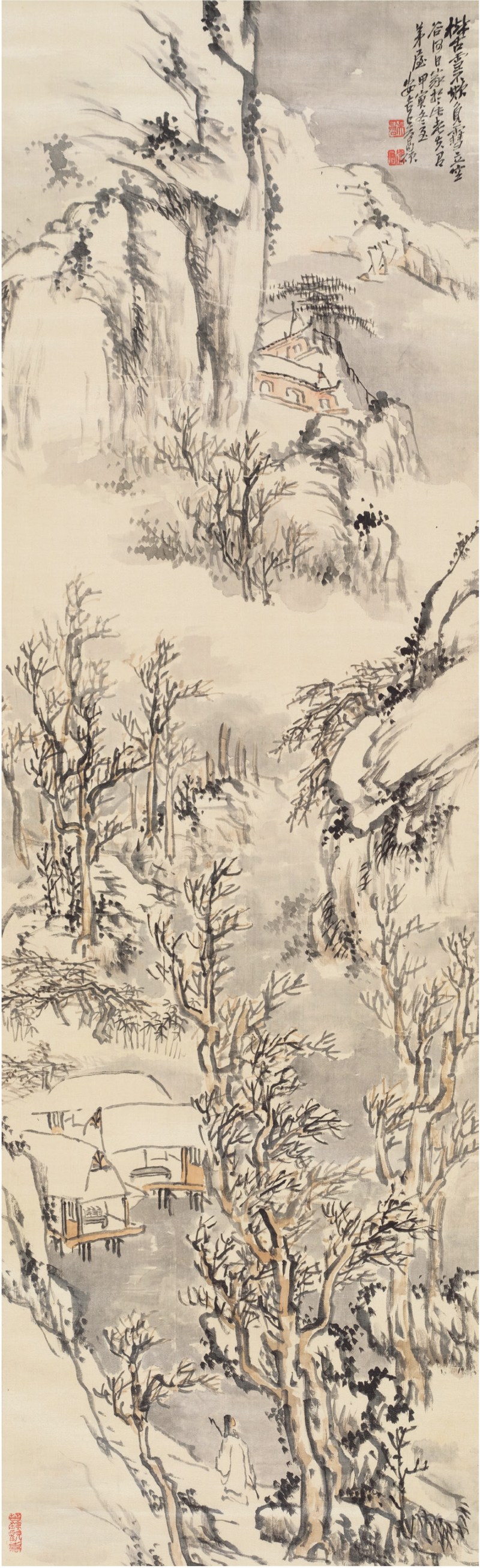吴昌硕（1844～1927）  寒林策杖图