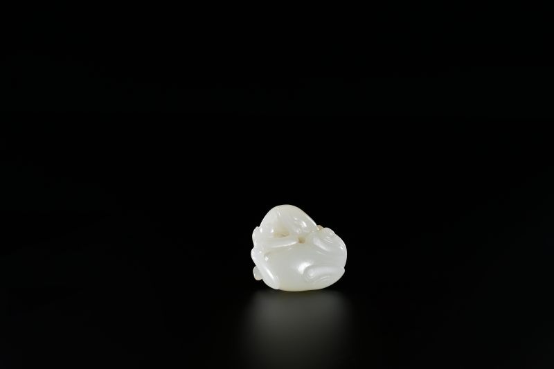 清中期 白玉雕双獾挂件 - 图8