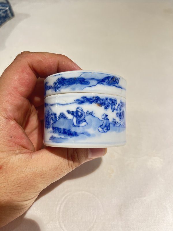 青花高仕纹印泥盒 - 图4