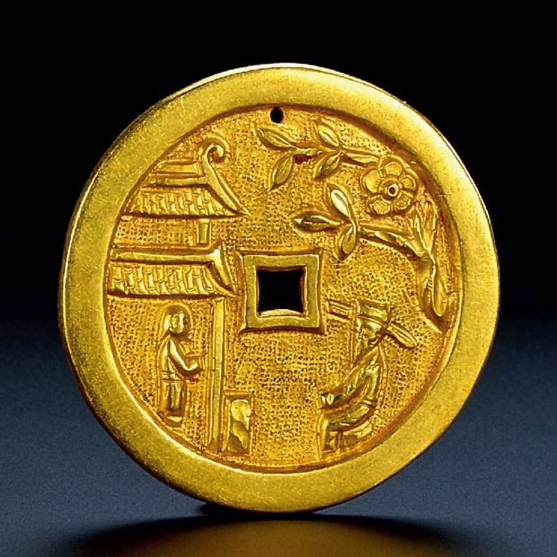 明 金月影梅人物故事纹坠