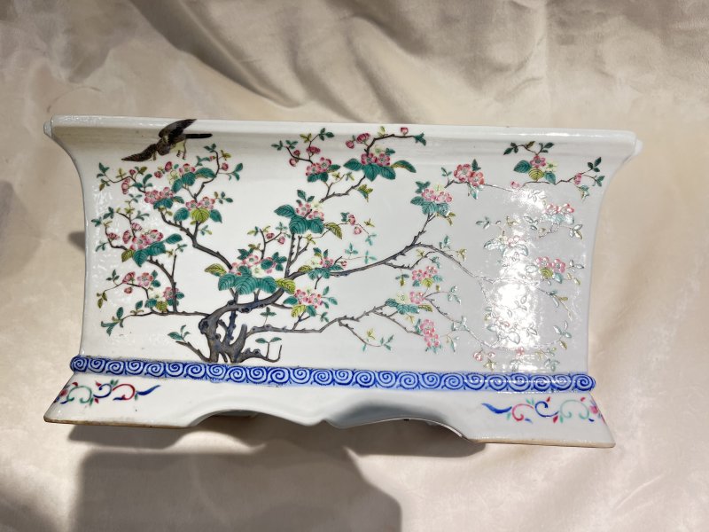 粉彩花鸟纹高足花盆 - 图3