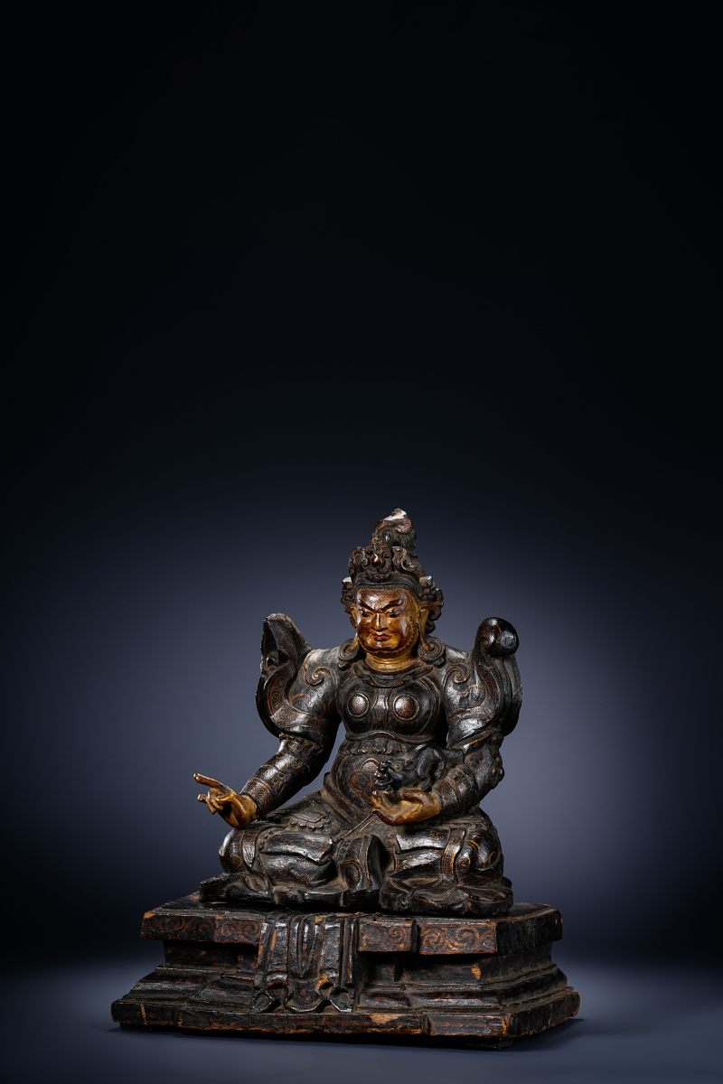 17世纪 紫檀木泥金财神坐像 - 图2
