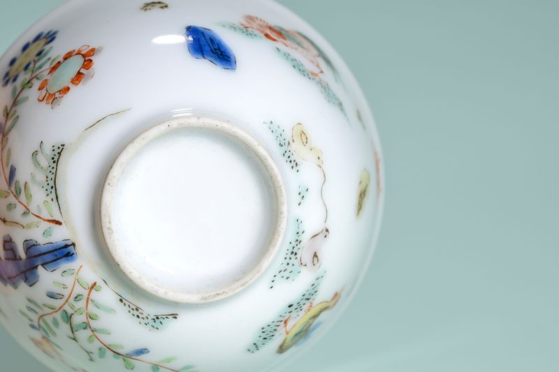 清康熙 五彩雉鸡花卉纹杯 - 图5