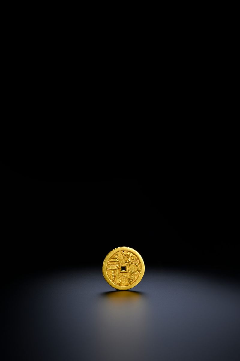 明 金月影梅人物故事纹坠 - 图2