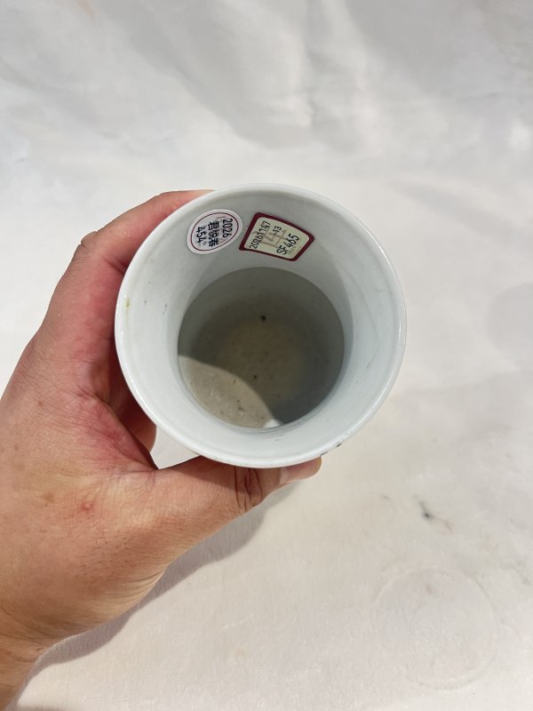 粉彩花鸟纹渣斗一对 - 图14